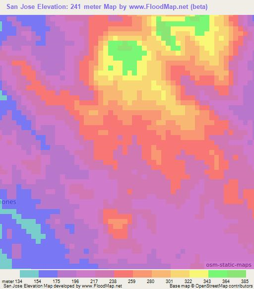 San Jose,Nicaragua Elevation Map