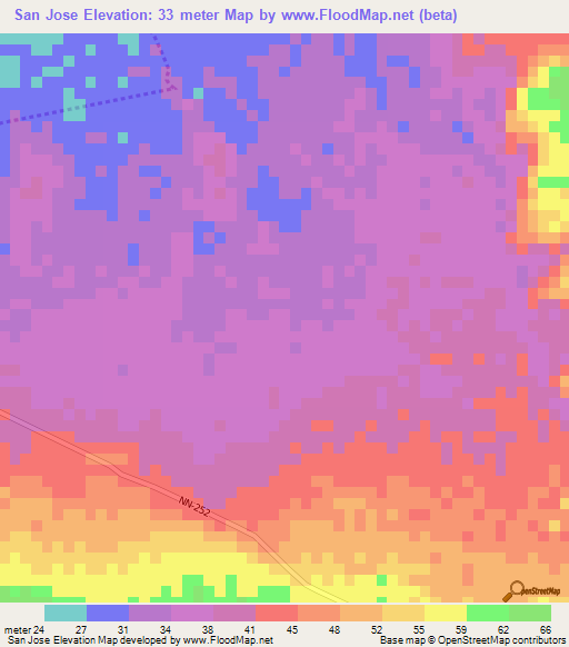 San Jose,Nicaragua Elevation Map