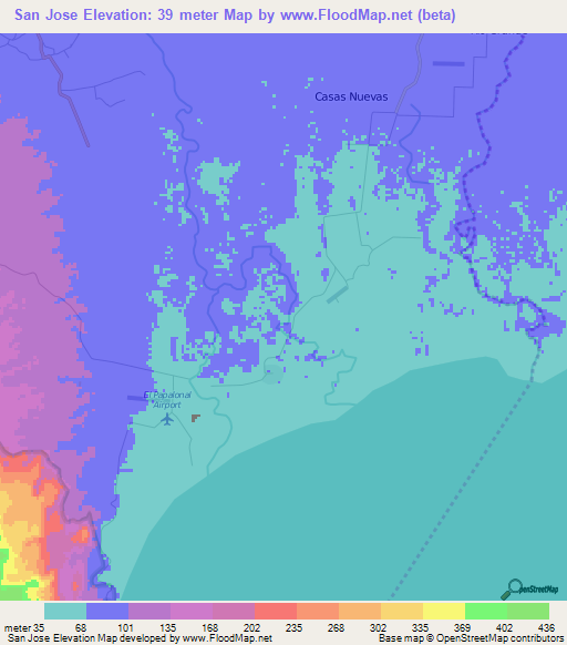 San Jose,Nicaragua Elevation Map