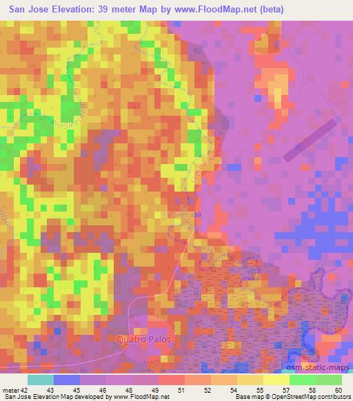 San Jose,Nicaragua Elevation Map