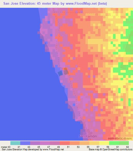 San Jose,Nicaragua Elevation Map