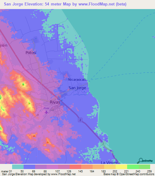 San Jorge,Nicaragua Elevation Map