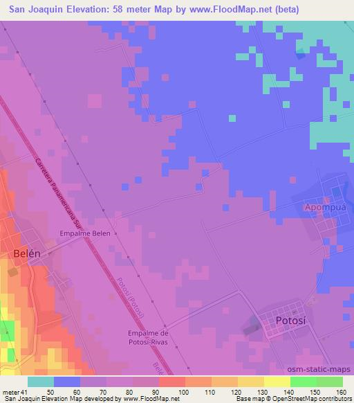San Joaquin,Nicaragua Elevation Map