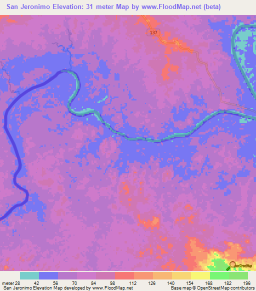 San Jeronimo,Nicaragua Elevation Map