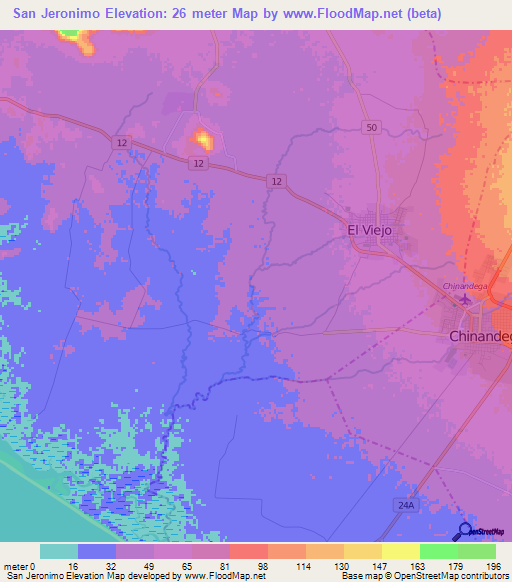 San Jeronimo,Nicaragua Elevation Map
