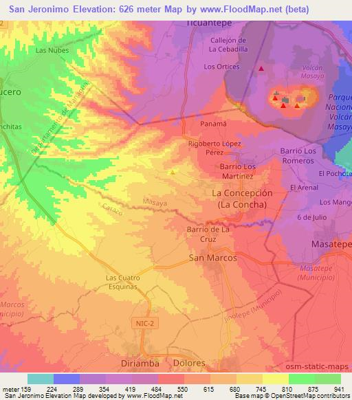 San Jeronimo,Nicaragua Elevation Map