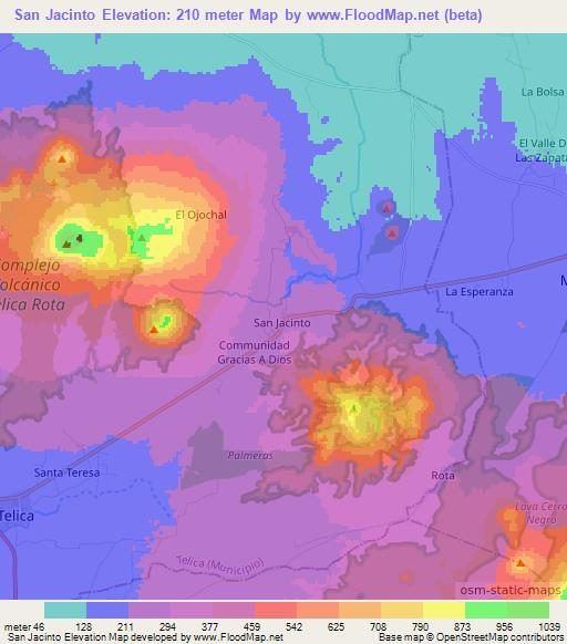 San Jacinto,Nicaragua Elevation Map