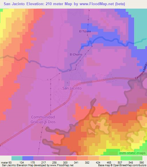 San Jacinto,Nicaragua Elevation Map