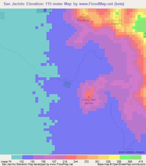 San Jacinto,Nicaragua Elevation Map