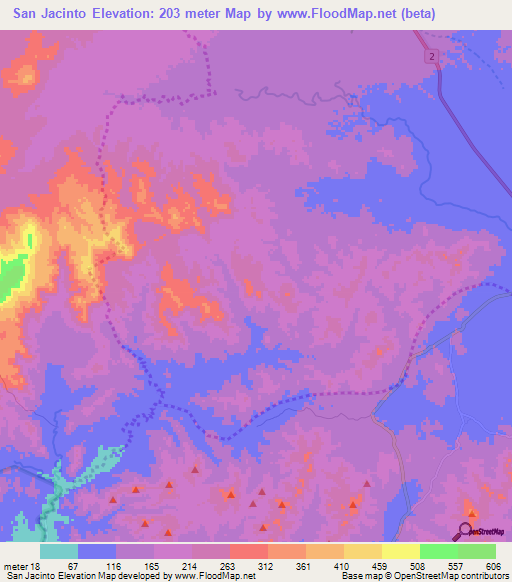 San Jacinto,Nicaragua Elevation Map