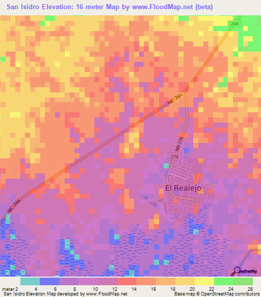 San Isidro,Nicaragua Elevation Map