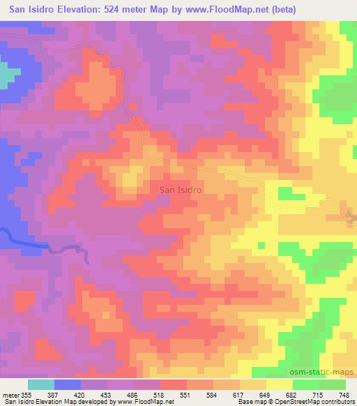 San Isidro,Nicaragua Elevation Map