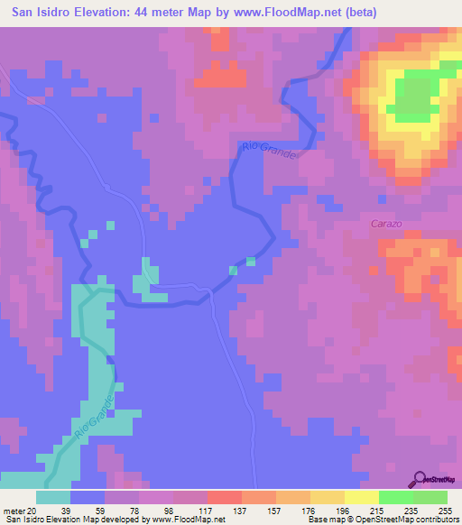 San Isidro,Nicaragua Elevation Map