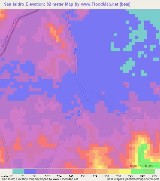 San Isidro,Nicaragua Elevation Map