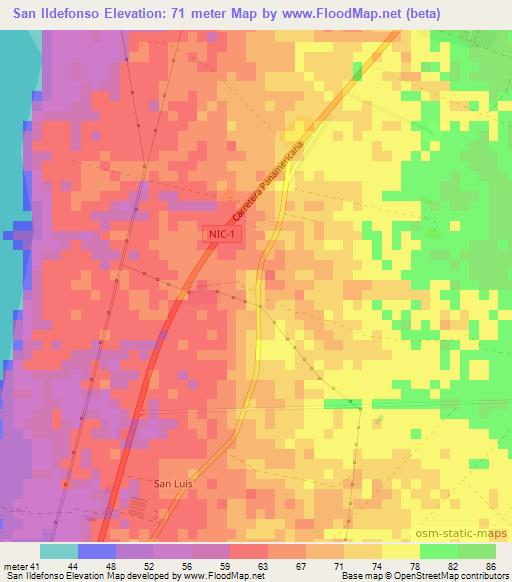 San Ildefonso,Nicaragua Elevation Map