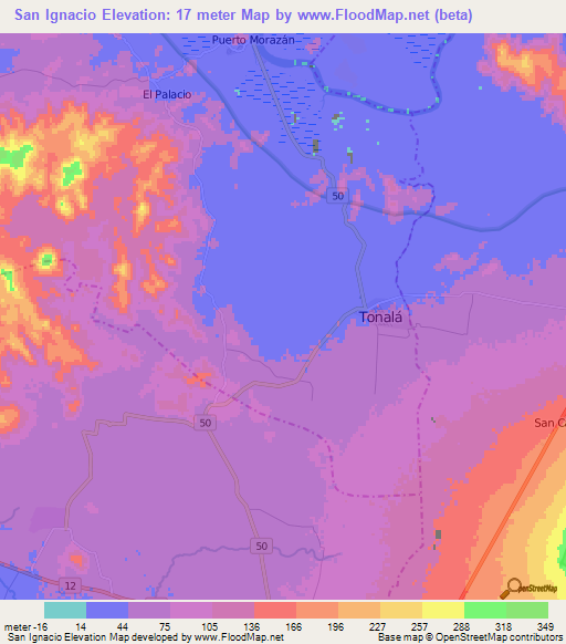 San Ignacio,Nicaragua Elevation Map