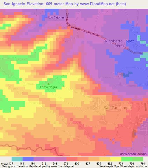 San Ignacio,Nicaragua Elevation Map