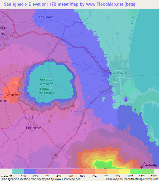 San Ignacio,Nicaragua Elevation Map