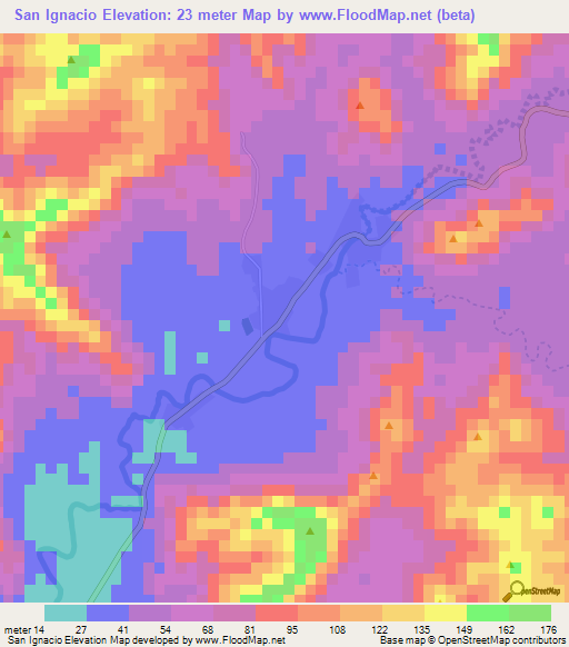 San Ignacio,Nicaragua Elevation Map