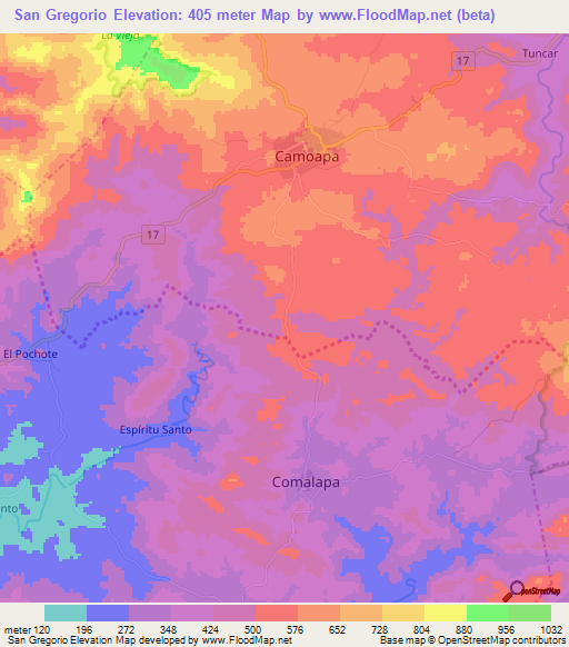 San Gregorio,Nicaragua Elevation Map