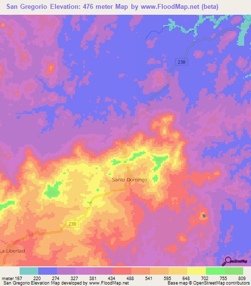 San Gregorio,Nicaragua Elevation Map