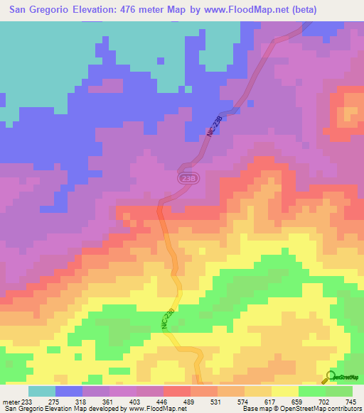 San Gregorio,Nicaragua Elevation Map