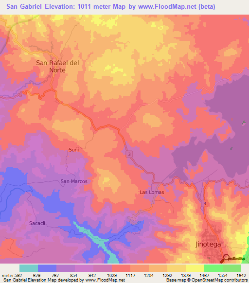 San Gabriel,Nicaragua Elevation Map