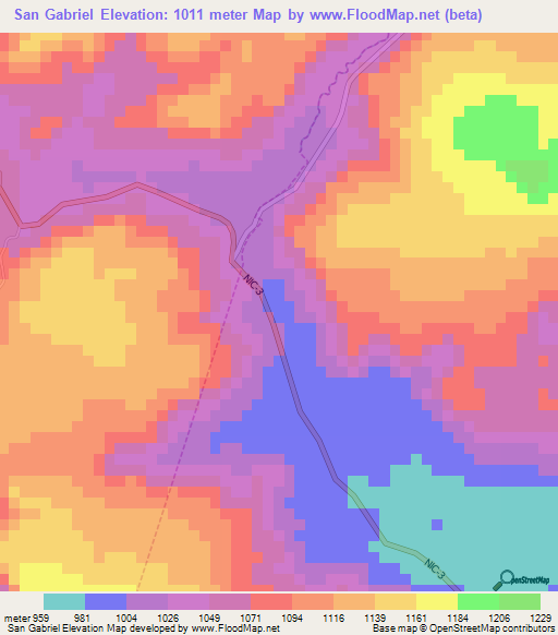 San Gabriel,Nicaragua Elevation Map