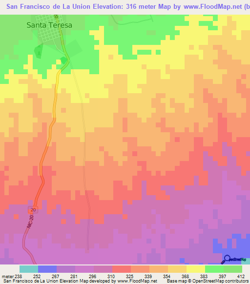 San Francisco de La Union,Nicaragua Elevation Map
