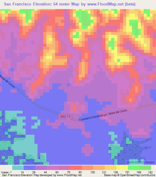 San Francisco,Nicaragua Elevation Map