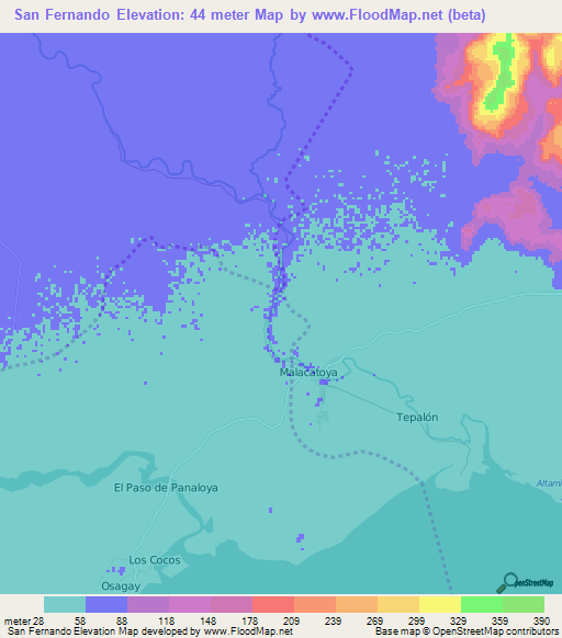 San Fernando,Nicaragua Elevation Map