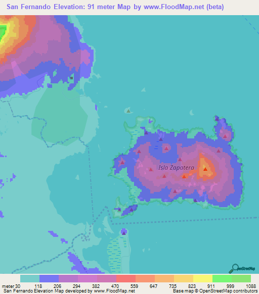 San Fernando,Nicaragua Elevation Map