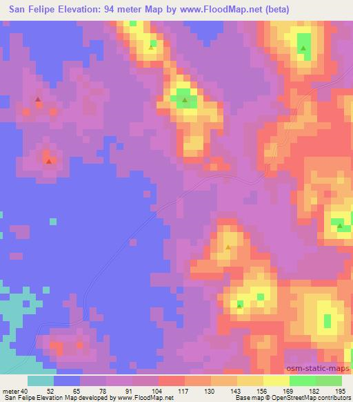San Felipe,Nicaragua Elevation Map