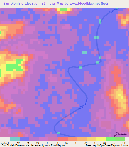 San Dionisio,Nicaragua Elevation Map