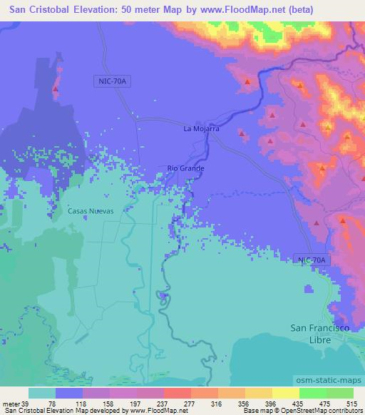 San Cristobal,Nicaragua Elevation Map
