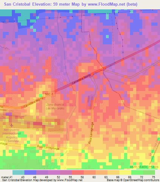 San Cristobal,Nicaragua Elevation Map