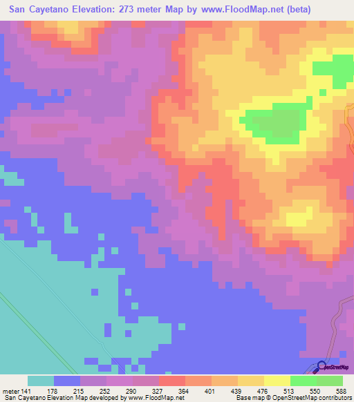 San Cayetano,Nicaragua Elevation Map