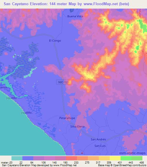 San Cayetano,Nicaragua Elevation Map