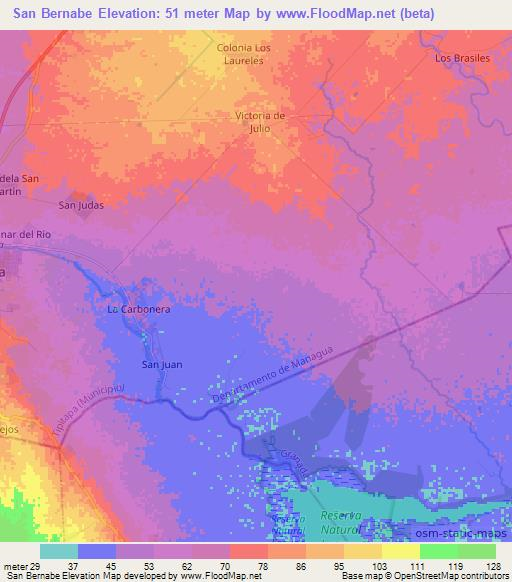 San Bernabe,Nicaragua Elevation Map