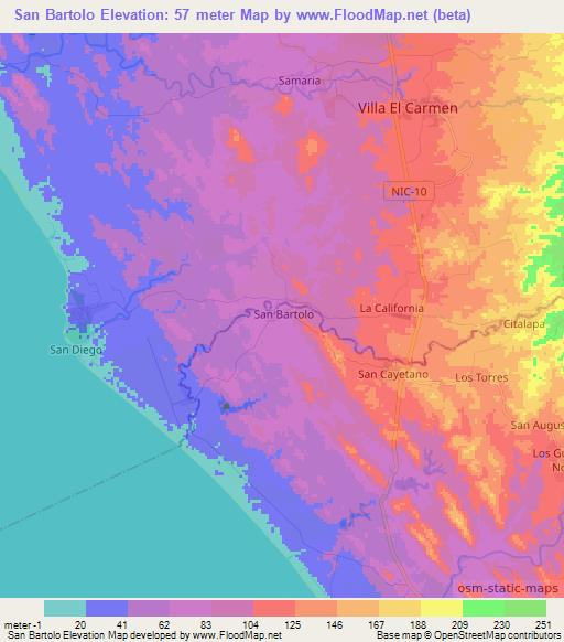 San Bartolo,Nicaragua Elevation Map
