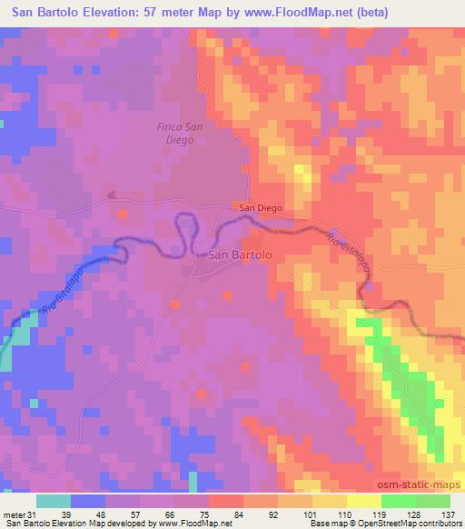 San Bartolo,Nicaragua Elevation Map