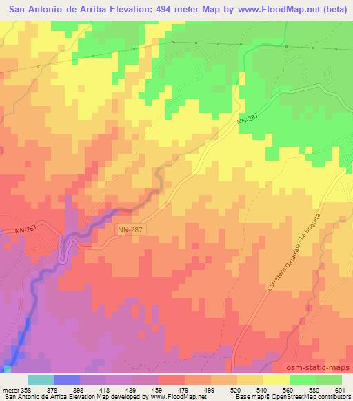 San Antonio de Arriba,Nicaragua Elevation Map