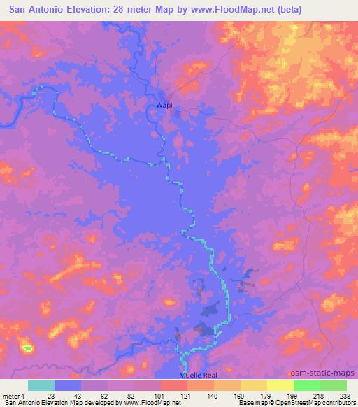 San Antonio,Nicaragua Elevation Map