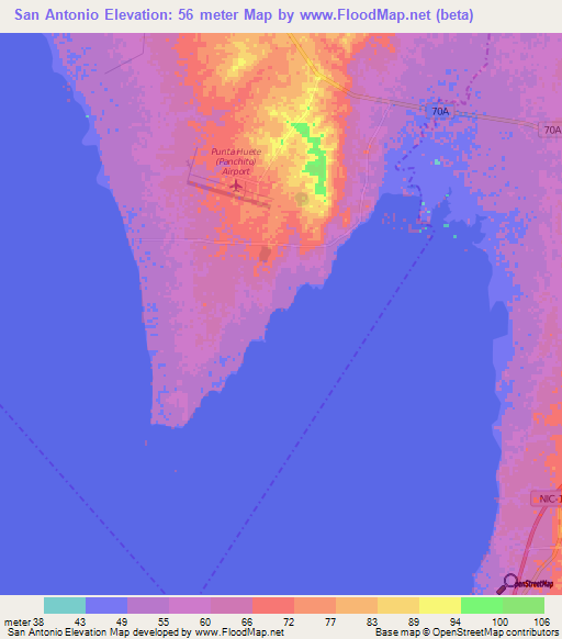 San Antonio,Nicaragua Elevation Map
