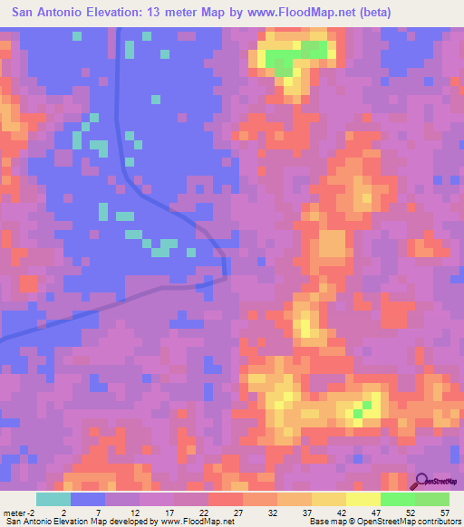 San Antonio,Nicaragua Elevation Map