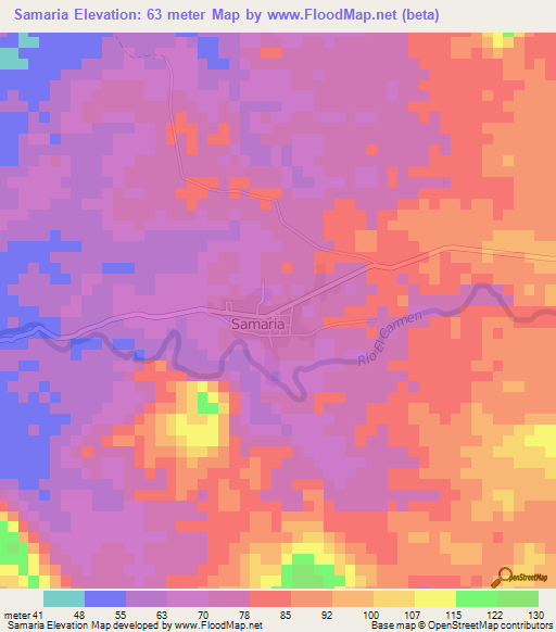 Samaria,Nicaragua Elevation Map