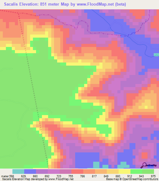 Sacalis,Nicaragua Elevation Map