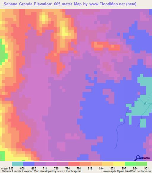 Sabana Grande,Nicaragua Elevation Map