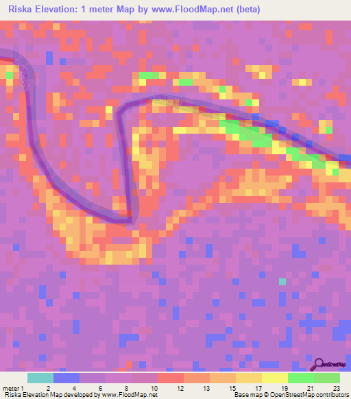 Riska,Nicaragua Elevation Map