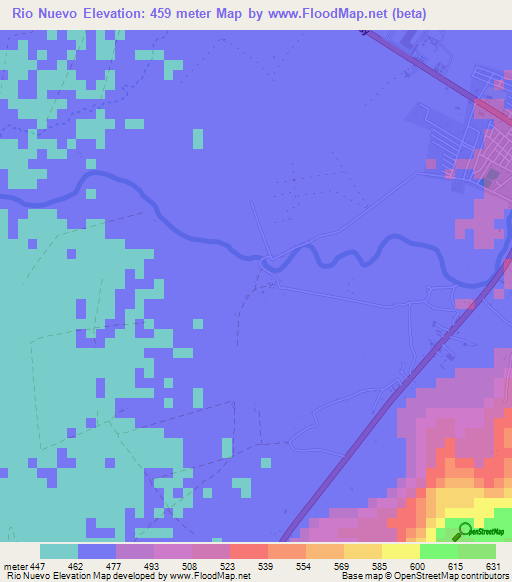 Rio Nuevo,Nicaragua Elevation Map
